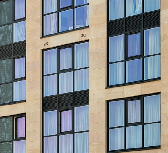 Sandstone for exterior facade Adagio Hotel, Edinburgh Marshalls