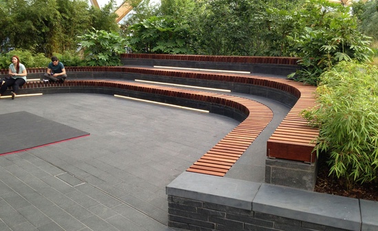 Seating and paving, stepped performance area