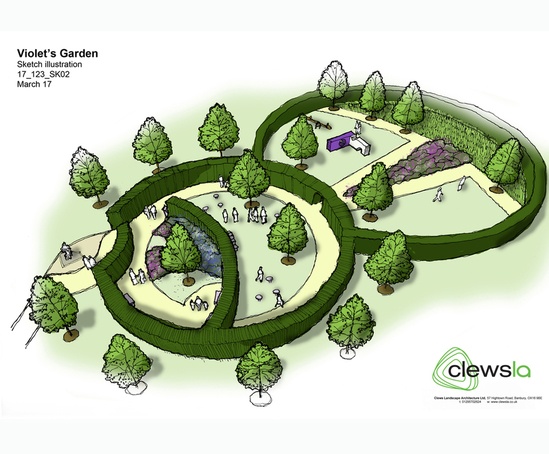 A plan of the memorial garden for Violet