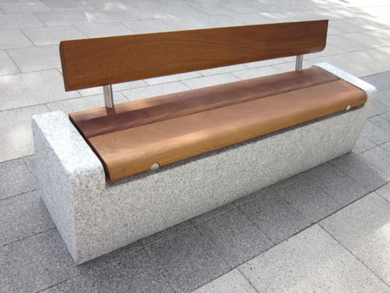 Basic Inset granite and hardwood bench