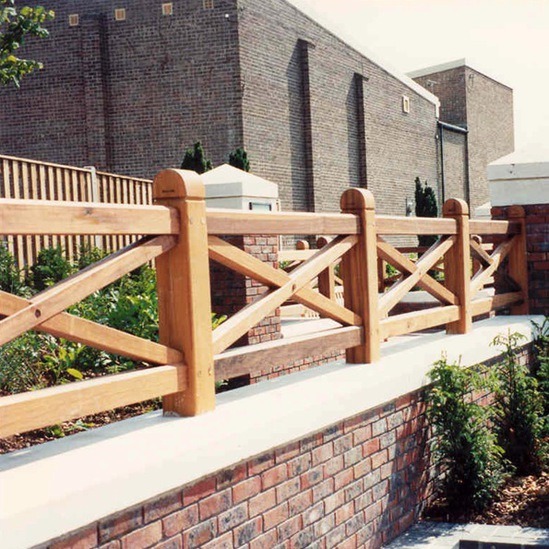 Cross Brace timber post and rail fencing Woodscape ESI External Works