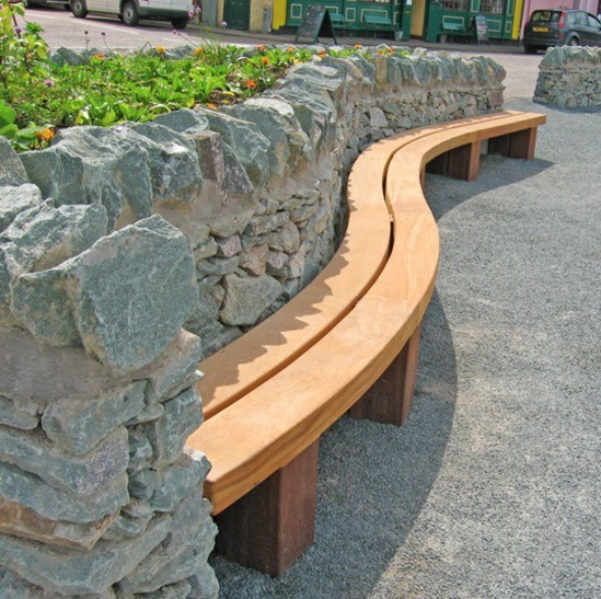 Seat Type 2 Curved hardwood timber benches