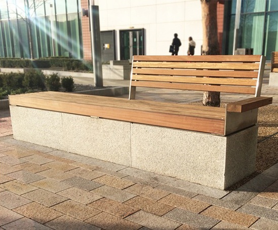 EVO Seat 1 - timber and granite | Woodscape | ESI External Works