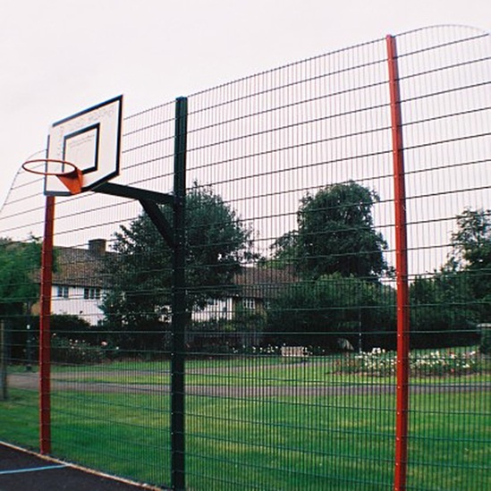 Fence mounted basketball hoop with steel backboard Zaun ESI External Works