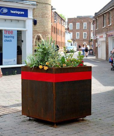 Large corten steel planters for pedestrianisation scheme | Benchmark ...