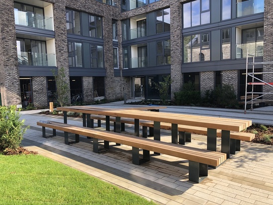 Exterior seating and table for harbourside regeneration