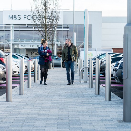 High spec furniture for retail park refurbishment Bailey Streetscene