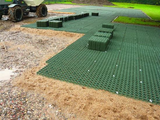 BODPAVE 40 grass-filled porous pavers, SIEMENS car park | Terram ...