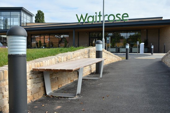 Complementary outdoor seating & litter bins at Waitrose