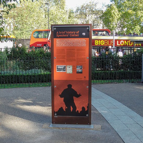 Historyfilled information signs for Speakers Corner Artform Urban