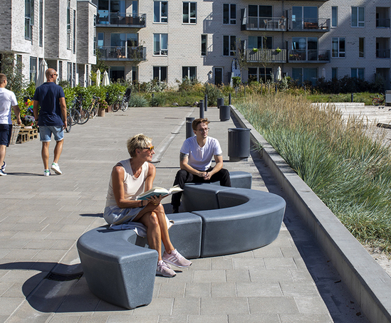 Loop Arc recycled plastic benches by out-sider