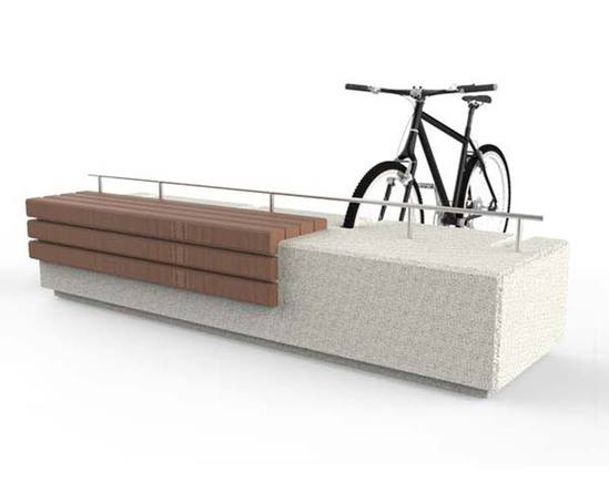 Amsterdam Comte concrete bike rack with hardwood seat | Cassidy ...