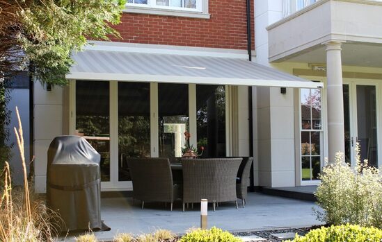 Retractable patio awning for residential use