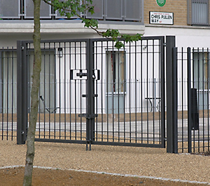 Modena 3m high railings and gates for Islington estate | Lang+Fulton ...