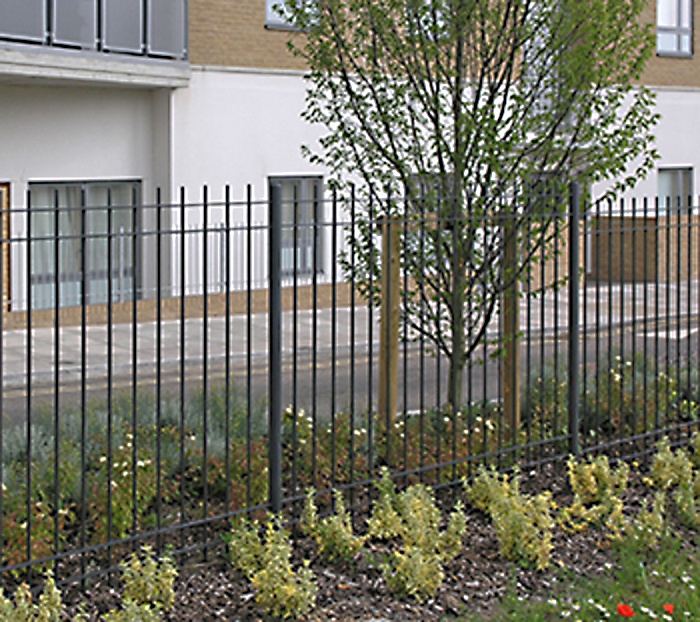 Modena 3m high railings and gates for Islington estate | Lang+Fulton ...
