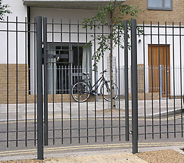 Modena 3m high railings and gates for Islington estate | Lang+Fulton ...