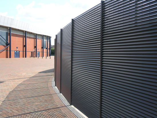 Italia-100 mild steel louvred grille fencing | Lang+Fulton | ESI ...