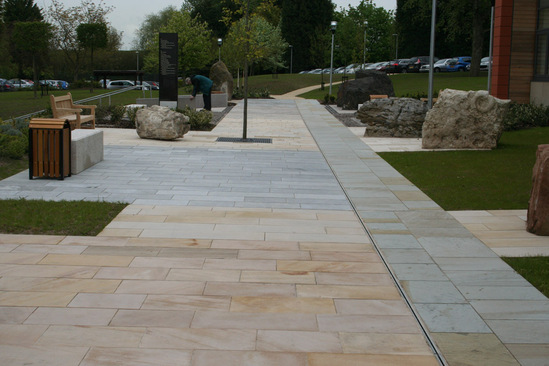 Natural stone paving at British Geological Survey HQ