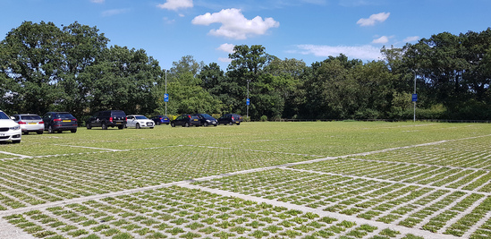 Grasscrete car park installation with bay markers