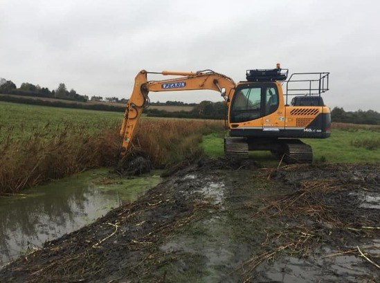 Ditching works at Shotley Gate Marshes