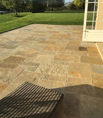 Hand-cut Honey Cathedral limestone paving