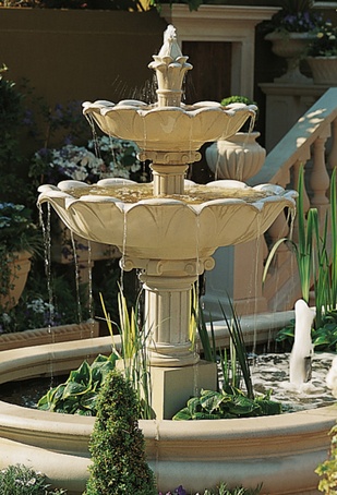 Cast stone Double Lotus Fountain | Haddonstone | ESI External Works