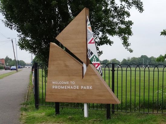 Entrance sign for Promenade Park, Maldon, Essex