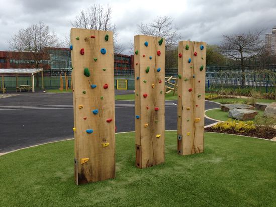 Timber climbing wall units