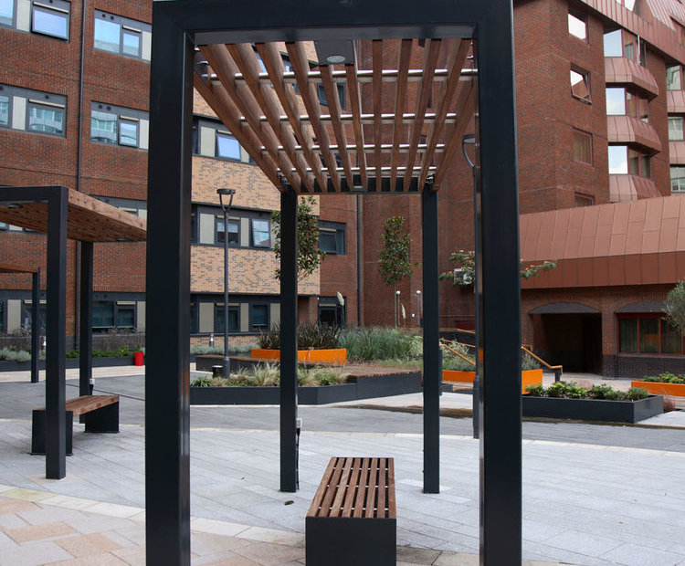 Street furniture for student accommodation courtyard | Omos | ESI ...