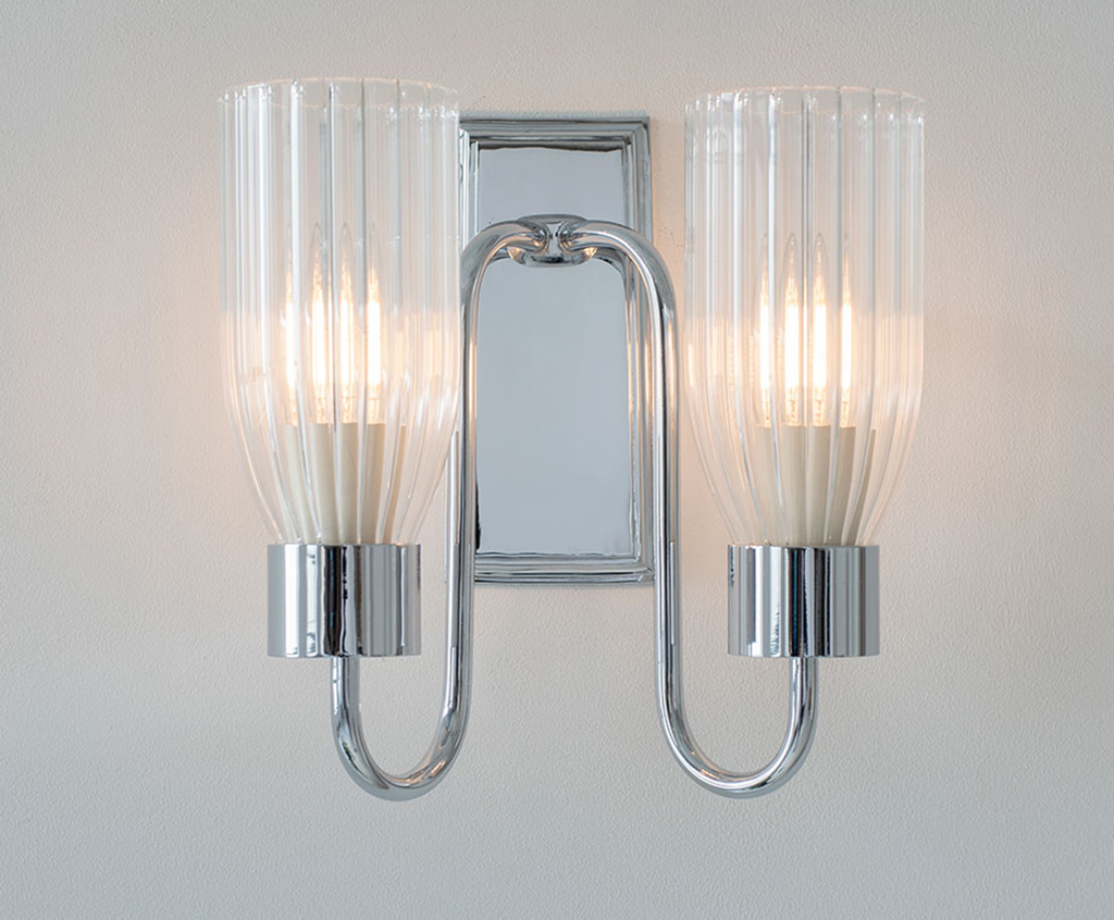 Double Morston wall light with fluted glass Jim Lawrence Traditional