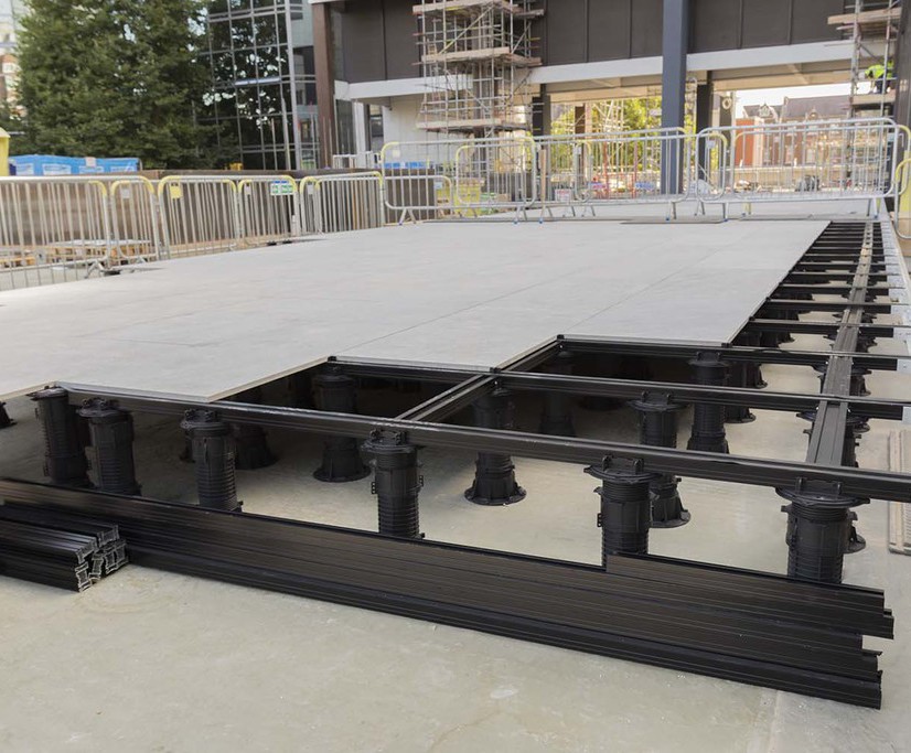 Raised paving for outdoor plaza, 245 Hammersmith Buzon UK ESI