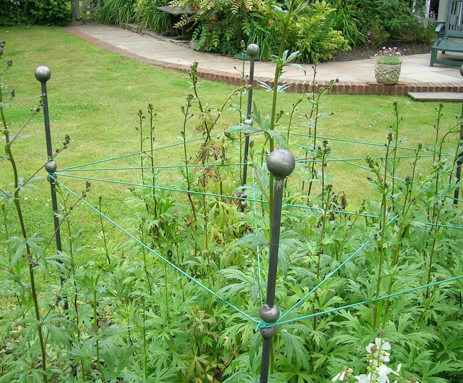 Tall metal plant support stakes Vertopia Gardens ESI External Works