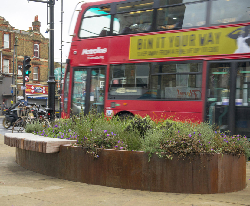 Bespoke Corten Steel Planter Benches For Public Realm Iota Esi