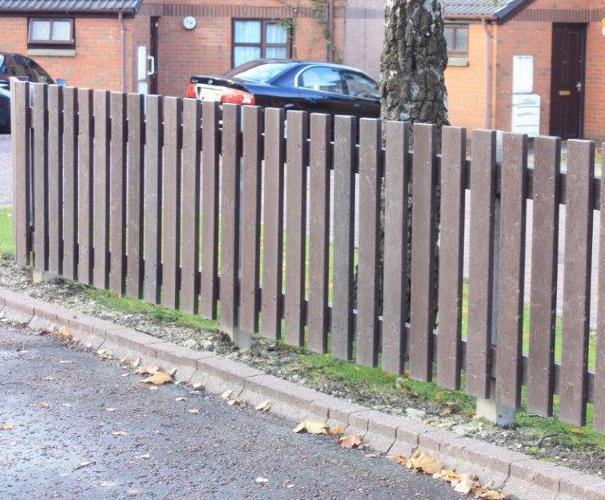 Picket fencing in solid recycled plastic GoPlastic ESI External Works