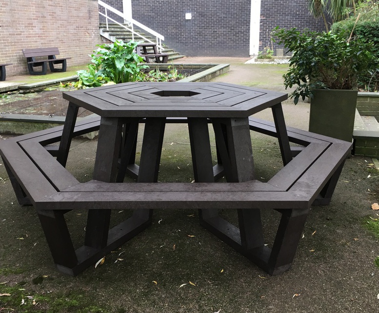 Roma Recycled Plastic Hexagonal Picnic Table Goplastic Esi External Works 2804