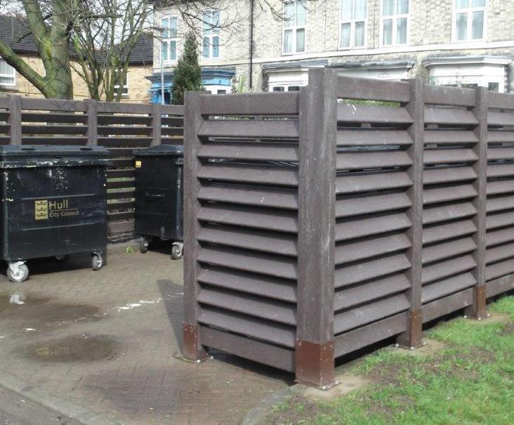 Bays for recycling bins on council housing estate GoPlastic ESI