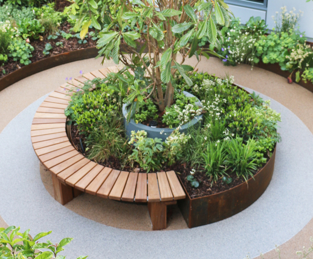 Bespoke Hardwood Spiral Bench for Community Garden | Langley Design ...