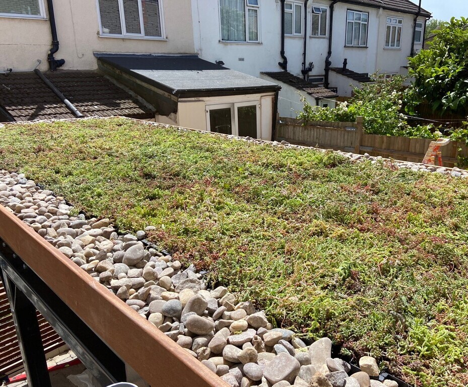 Bespoke cycle and bin store facility with sedum roofs Langley Design Street Furniture ESI
