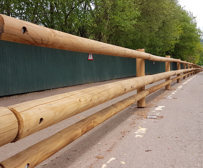 Crashrated timber safety barrier Alton Towers Urban Fencing ESI
