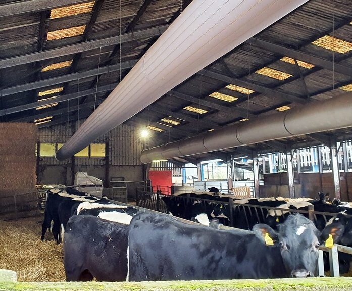 Replacement fabric ducting for cattle barn