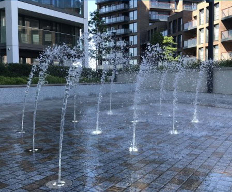Water jets feature for riverside apartments plaza Fountains