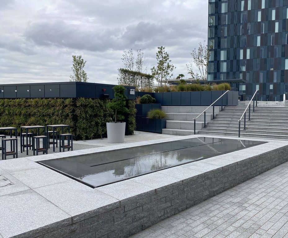 Roof terrace water tables for city centre apartments | Fountains