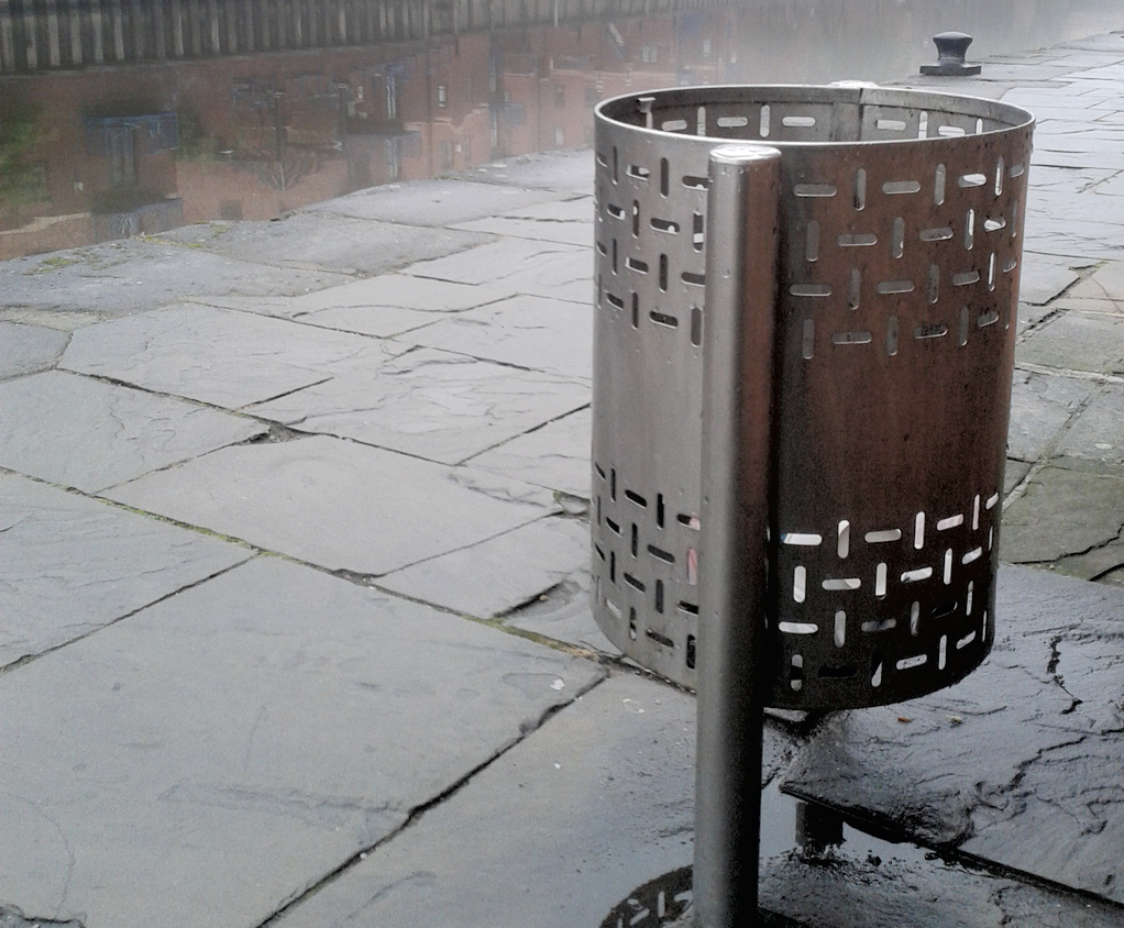 ASF 7004 pedestalmounted stainless steel litter bin Architectural