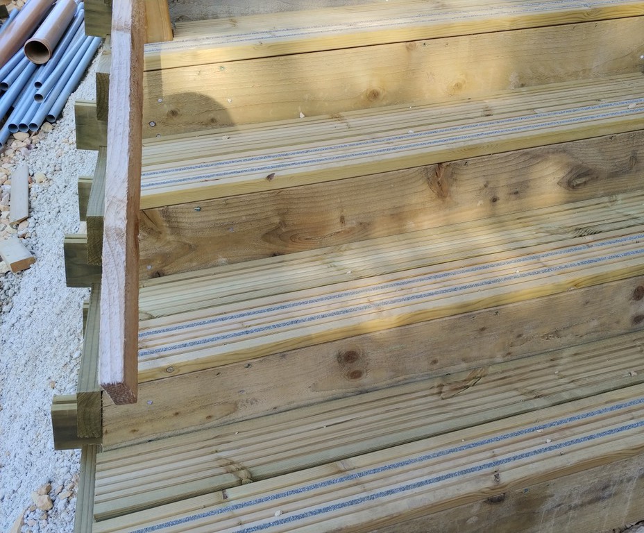 Cost effective timber crib wall and steps housing site Phi Group ESI External Works