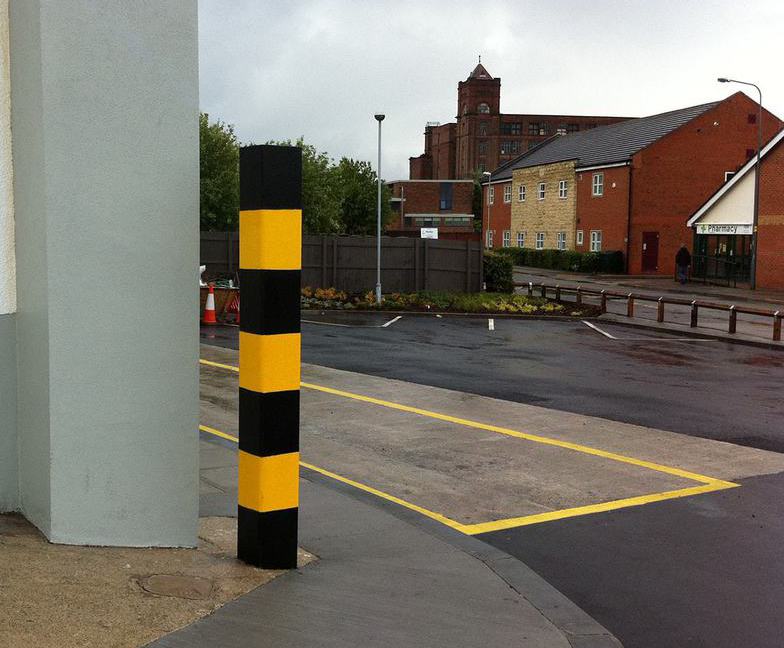 Black & Yellow high-visibility bollards | AUTOPA | ESI External Works