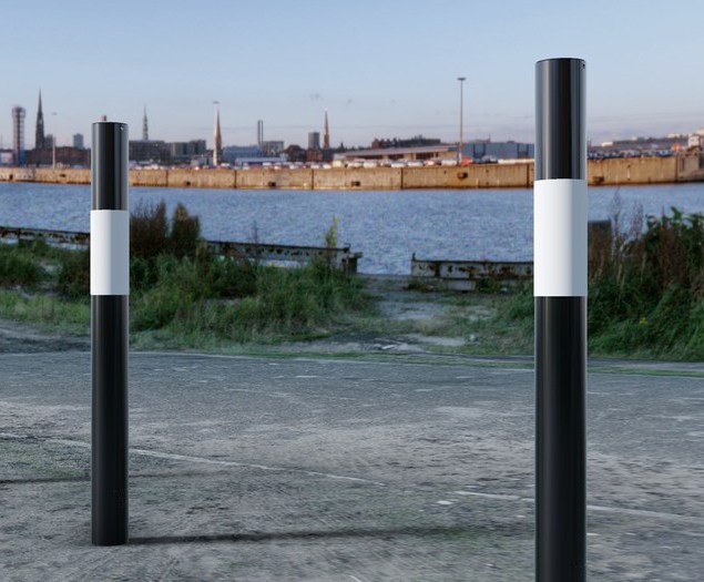 Black & White 1000 round reflective steel bollard AUTOPA ESI