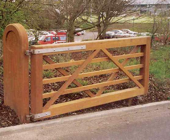 Hardwood timber entrance gates | Woodscape | ESI External Works