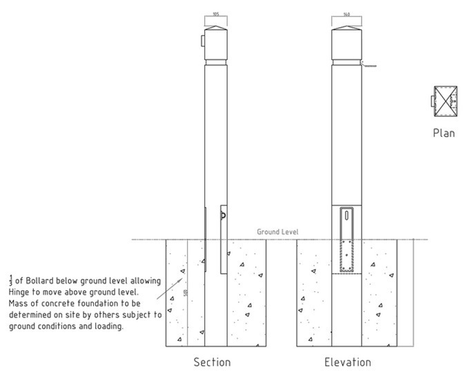 Hinge Down folding hardwood timber bollard | Woodscape | ESI External Works