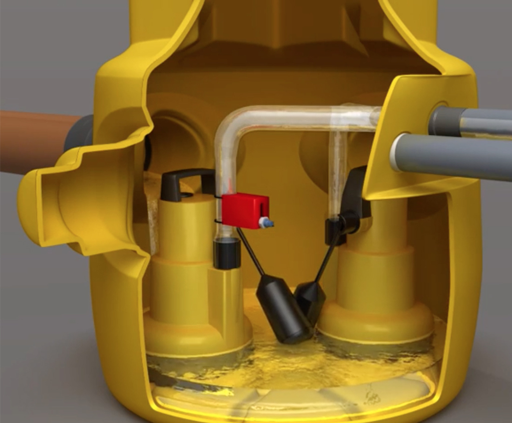 Dual V6 belowground packaged sump pump station Delta Membrane