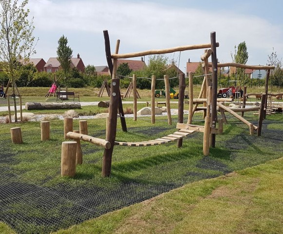 Timber natural play equipment for new play park in Kent | eibe Play Ltd ...